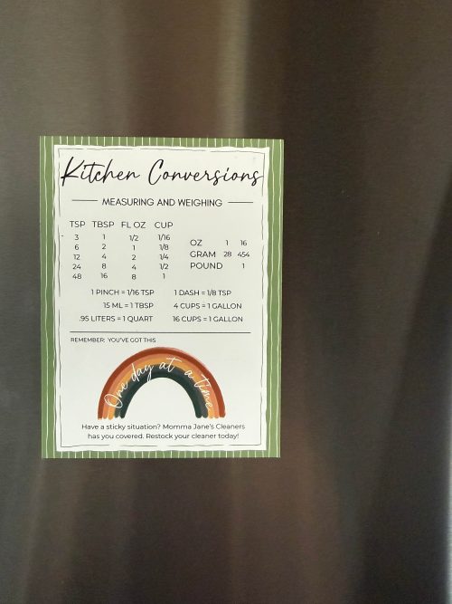 Kitchen Conversion Recipe Magnet | Plant Based Cleaner Blog | Momma Jane's Cleaner